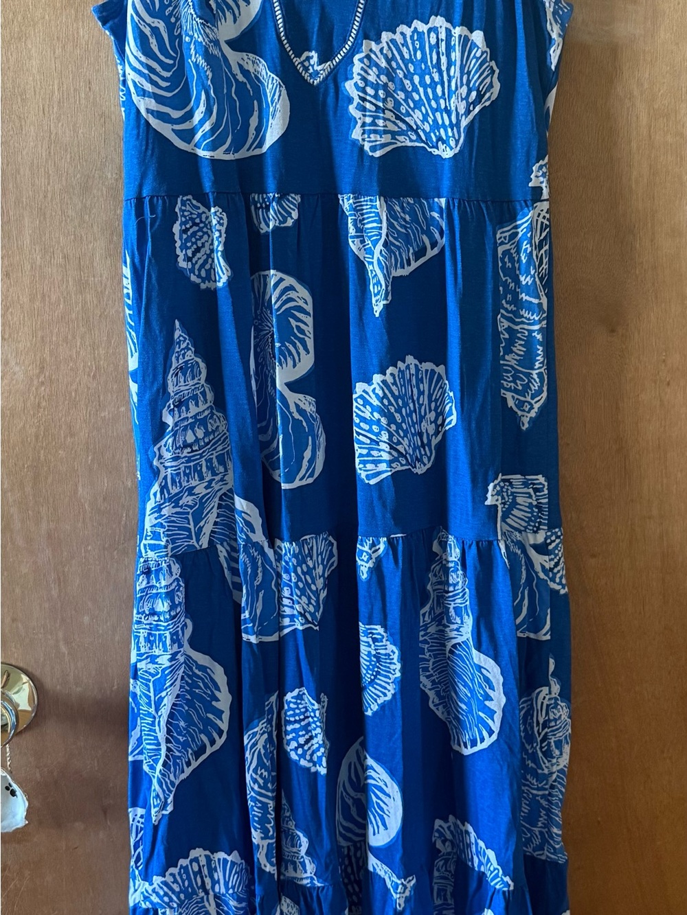 Lilly Pulitzer Blue and White Shell Print Maxi Dress